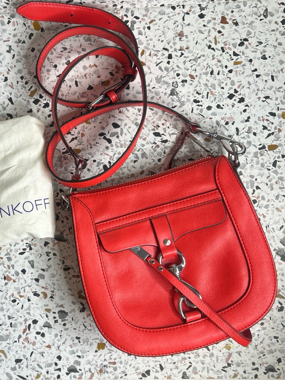 Rebecca Minkoff Dog Clip Saddle Bag, Dragonfruit Coral
